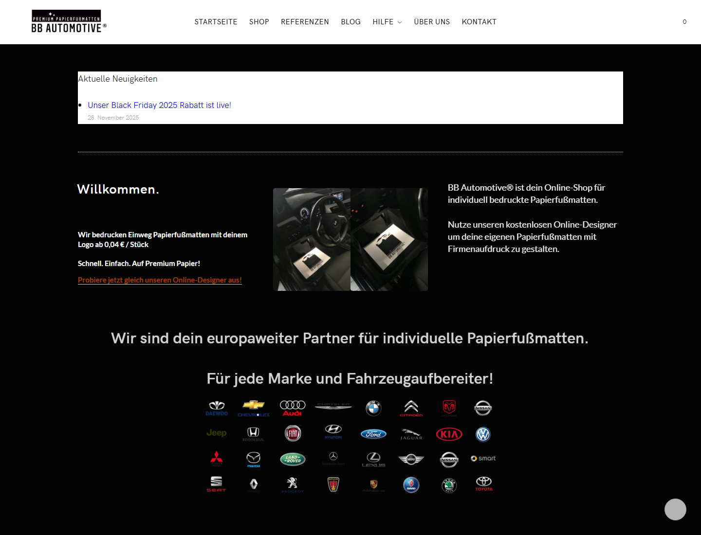 Screenshot der BB Automotive Website