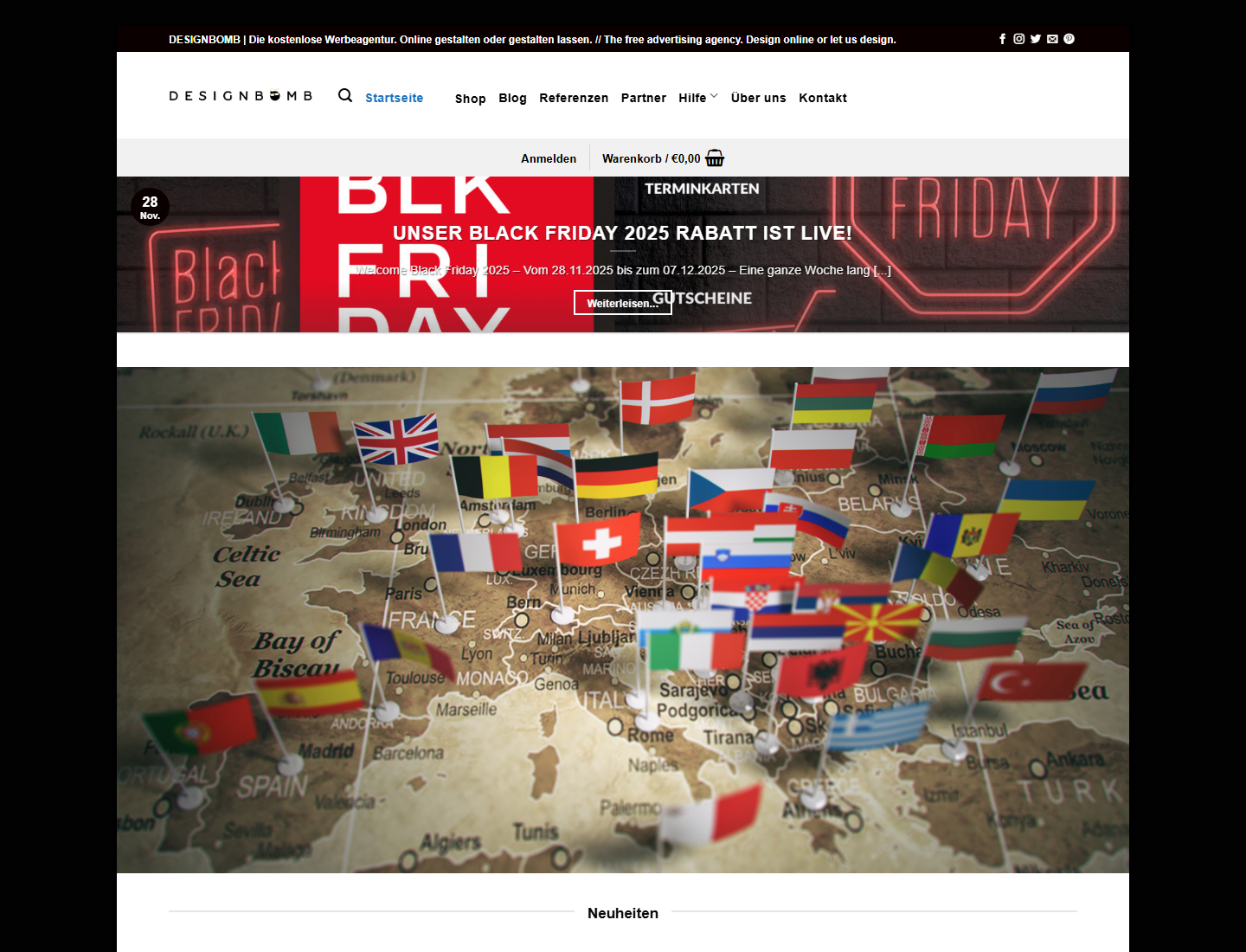Screenshot der DESIGNBOMB Website