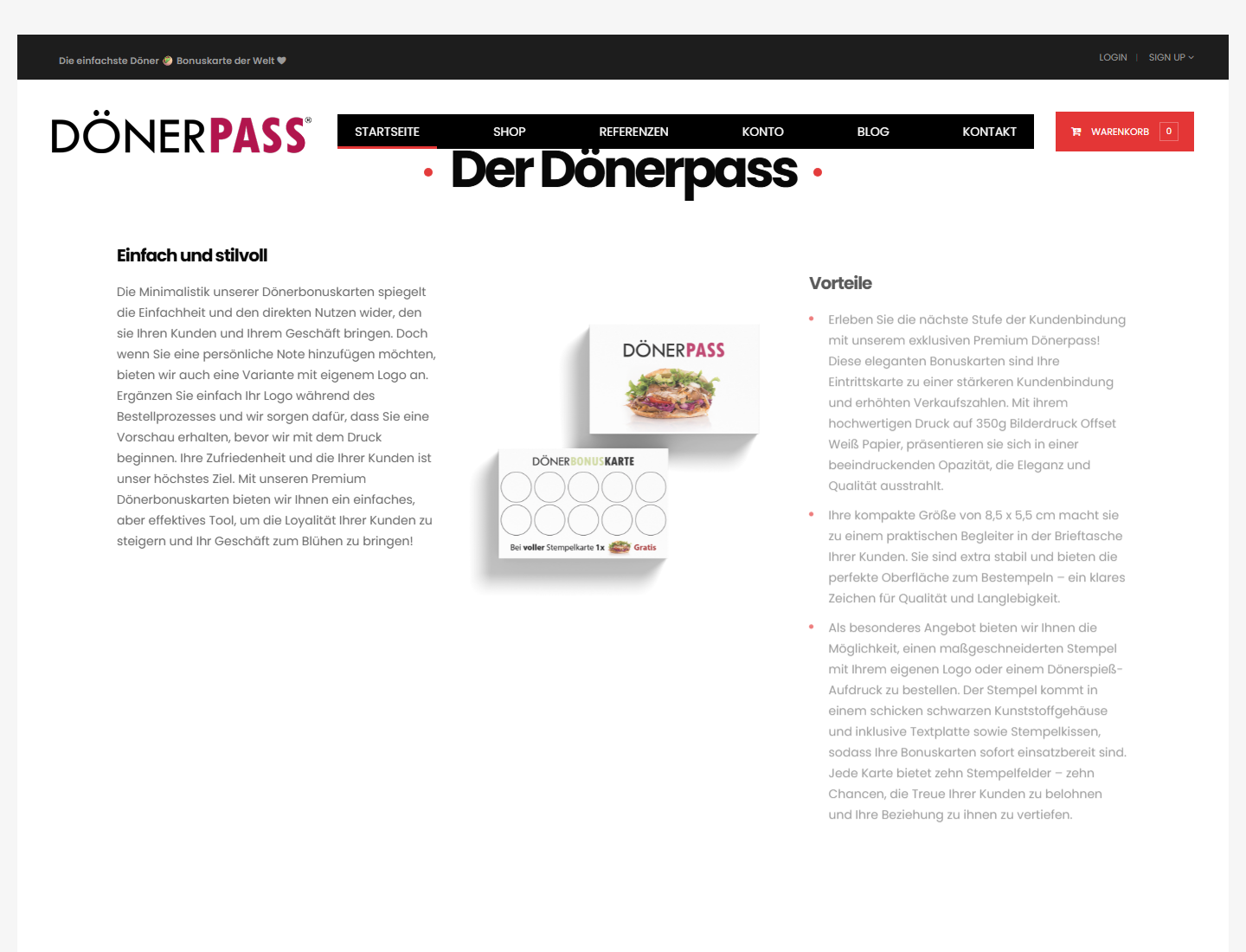 Screenshot der DÖNERPASS Website