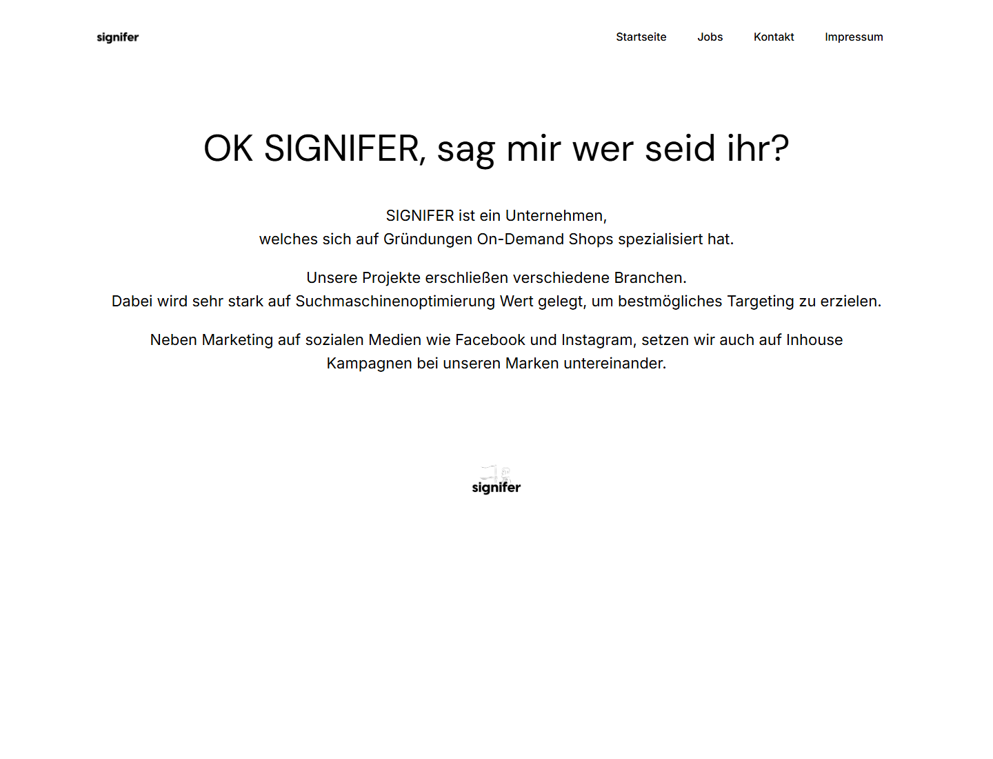 Screenshot der SIGNIFER Brands Group Website